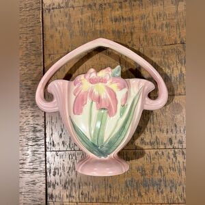 Vintage Camark Pottery Pink Iris Basket - Marked 805R USA